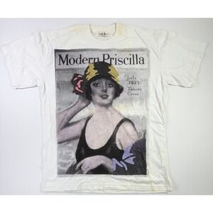 Vintage Y2K Modern Priscilla Flapper Art Graphic T Shirt Choice Cream Tee